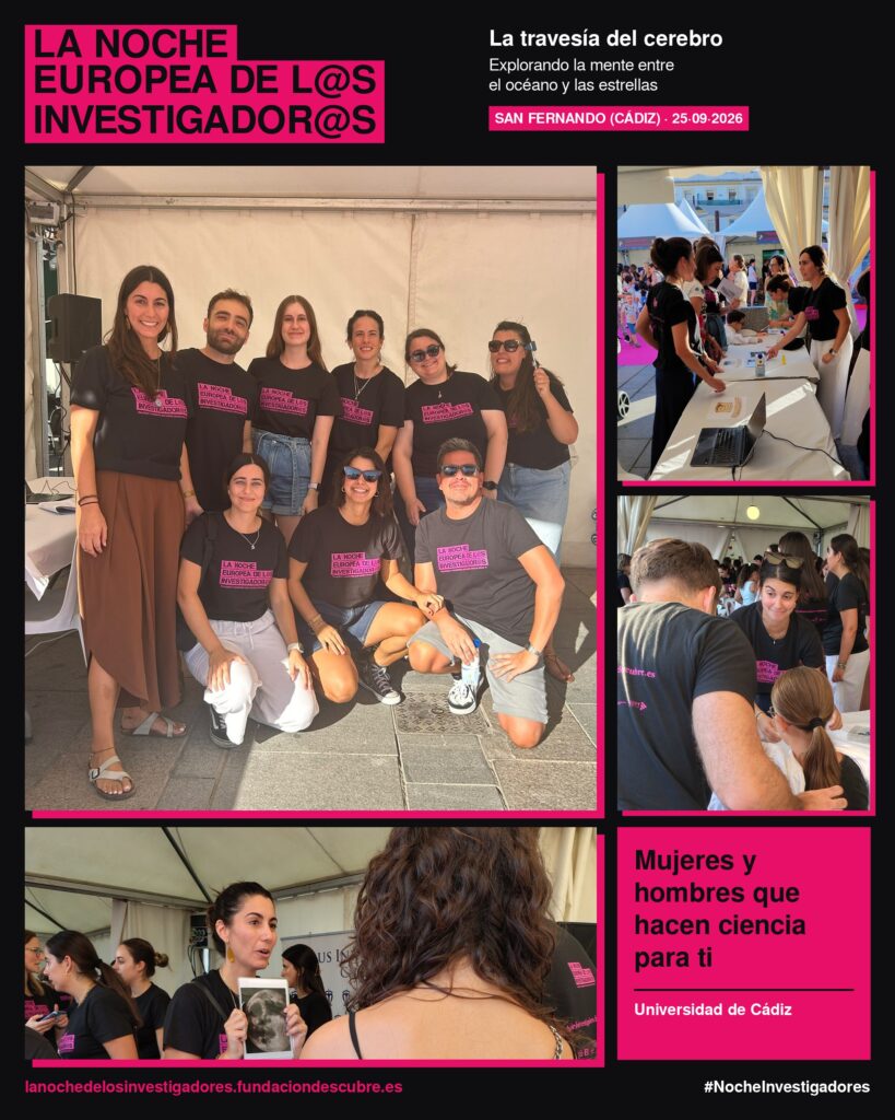 Investigadoras del NaNLab, en el stand de La Noche Europea de las Investigadoras